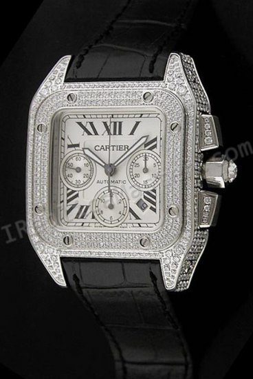 Cartier Santos 100 Chronograph Diamonds Swiss Replica Watch