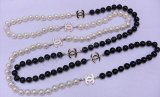 Chanel White / Black Pearl Necklace Replik