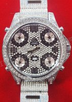 Jacob & Co Five Time Zone Full Size, Diamanten Armband Stahl Replik Uhr