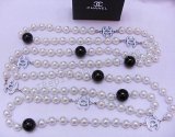 Chanel Black / White Pearl Necklace Replik
