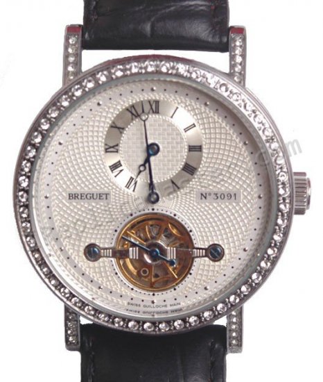 Breguet Tourbillon horas Pequeños Diamantes Mano Réplica Reloj