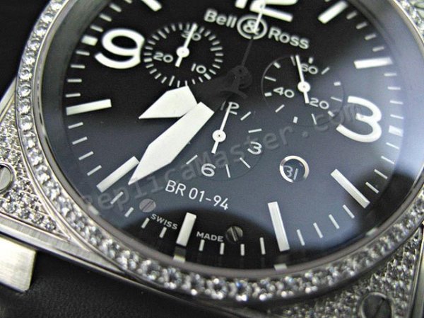Bell y Ross BR01 Instrumento-94 Cronograph Diamantes Reloj Suizo Réplica
