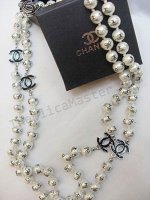 Chanel Negro Real collar de perlas Réplica