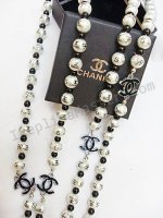Chanel Real Blanco / Negro Collar Replica Réplica
