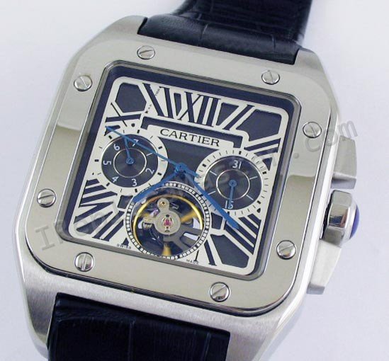 Cartier Santos 100 Datograph Tourbillon Replica Watch - Click Image to Close