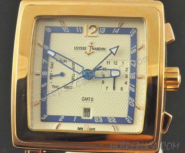 ユーレッセナーディンQuadratoデュアルタイムGMTのDatographレプリカ時計