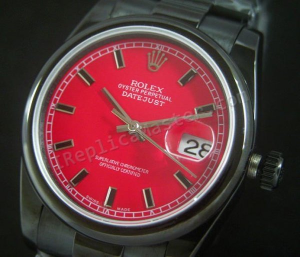 Rolex Datejust Dial Vermelho Suíço Réplica Relógio