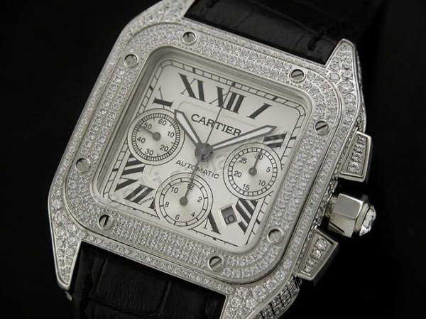 Cartier Santos 100 Chronograph Diamonds Swiss Replica Watch