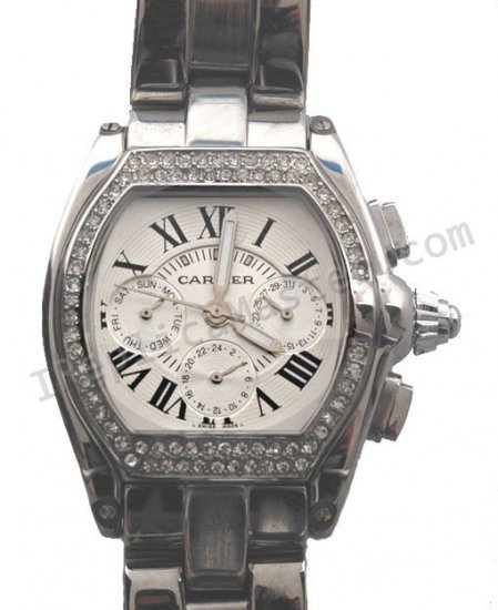 Cartier Roadster Calendar Diamonds Replica Watch