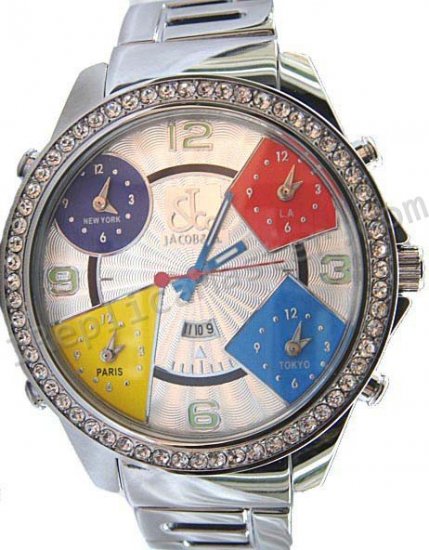 Jacob & Co Five Time Zone Full Size-, Stahl-Armband Replik Uhr - zum Schließen ins Bild klicken