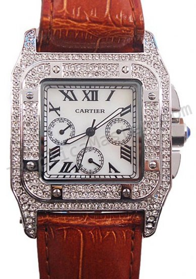 Cartier Santos Datograph Diamonds Replica Watch - Click Image to Close