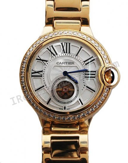 Bleu Ballon Cartier Tourbillon de Cartier Watch Diamonds Réplique Montre - Cliquez sur l'image pour la fermer