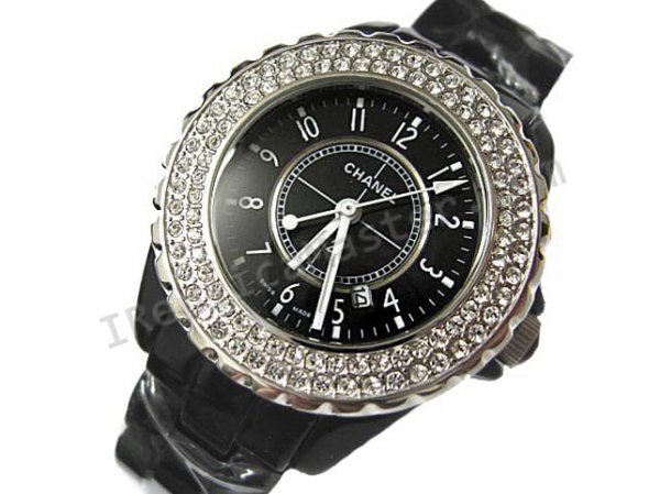 Chanel J12 Diamonds, Real Ceramic Case And Braclet Replica Watch