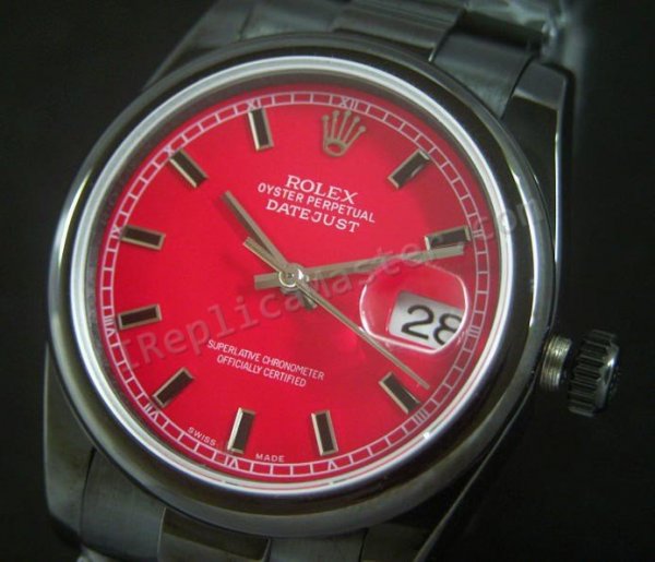 Rolex Datejust Red Dial Swiss Replica Watch