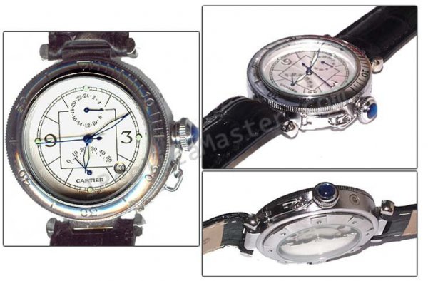 Cartier Pasha Reserve de Marche Double Fuseau Replik Uhr - zum Schließen ins Bild klicken