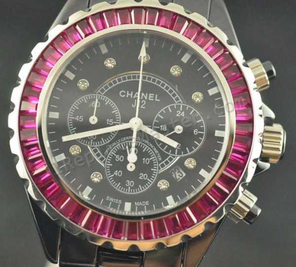 Chanel J12 Diamonds Chronograph, Real causa ceramica e Braclet, - Clicca l'immagine per chiudere
