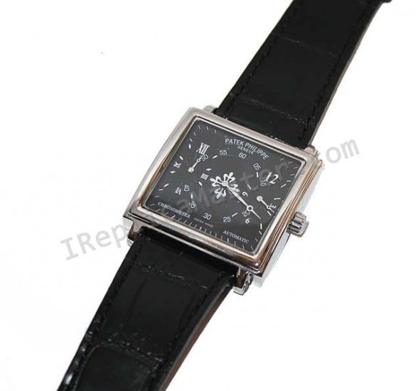 Patek Philippe Dual Time, Square Dial Replica Watch - Click Image to Close