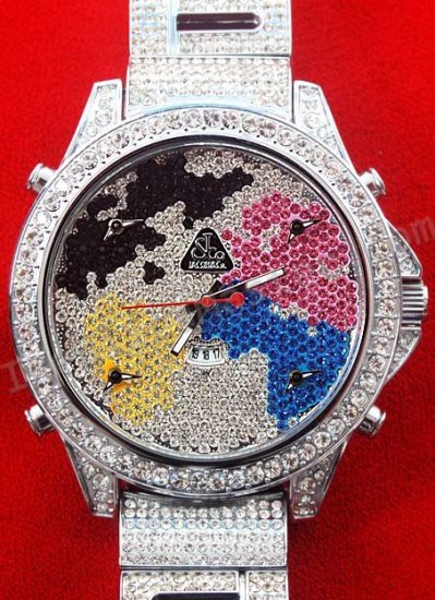 Jacob & Co fünf Zeitzonen The World Is Yours, Diamanten Armband Replik Uhr - zum Schließen ins Bild klicken
