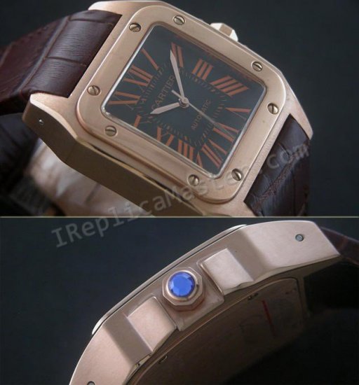 Cartier Santos 100. Mens Schweizer Replik Uhr