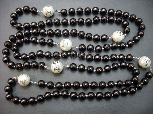 Chanel White/Black Pearl Necklace Replica - Click Image to Close