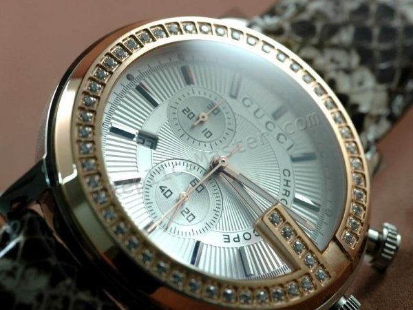 Gucci 101 G Chronograph Diamonds Swiss Replica Watch - Click Image to Close