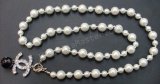 Chanel Diamond White Pearl Necklace Replica