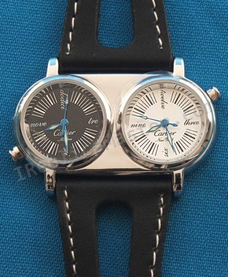 Cartier Two Time Zones Quartz Replica Watch - Click Image to Close