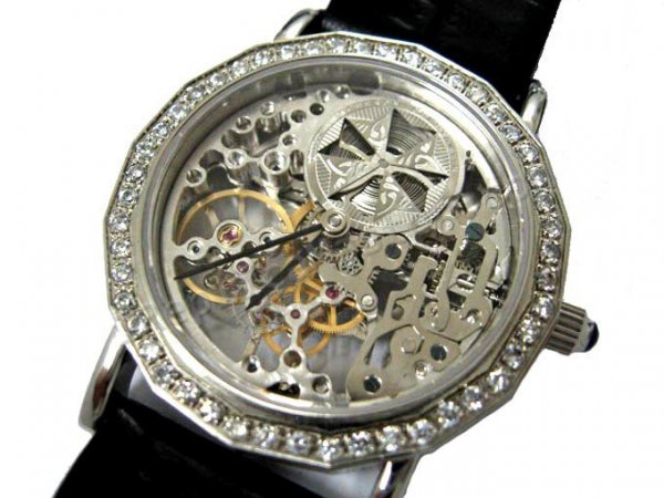 Vacheron Constantin Skeleton Diamonds Swiss Replica Watch - Click Image to Close