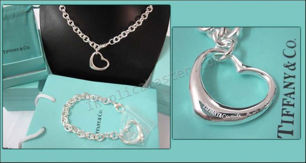 Tiffany Set Of Silver Necklace And Bracelet Replica - Click Image to Close