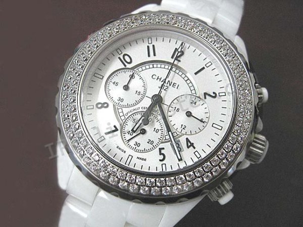 Chanel J12 Diamantes Chronograph, processo Real Cerâmica E bracl