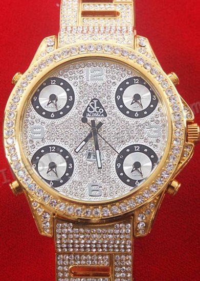 Jacob & Co Five Time Zone Full Size, Diamonds Steel Braclet Replica Watch - Click Image to Close