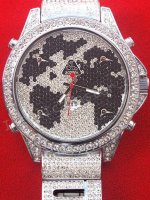 ジェイコブ＆カンパニー5タイムゾーンは、世界はあなたの、ダイヤモンド鋼Bracletレプリカ時計です