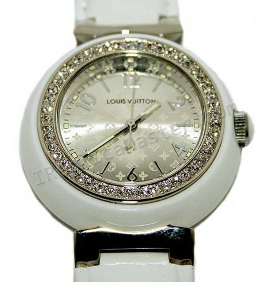 Louis Vuitton Tambour Quartz Diamonds Replica Watch - Click Image to Close