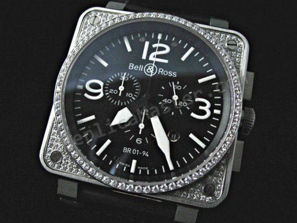 Bell and Ross Instrument BR01-94 Cronograph Diamonds Swiss Replica Watch - Click Image to Close