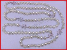 Chanel White Diamond Pearl Necklace Replica