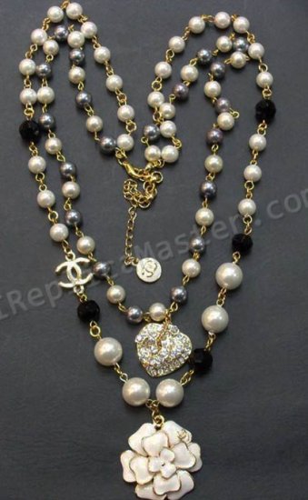 Chanel White Diamond Pearl Necklace Replica - Click Image to Close