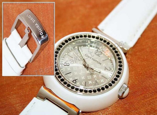 Louis Vuitton Tambour Quartz Diamonds Replica Watch - Click Image to Close