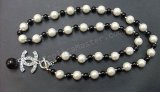 Chanel White / Black Collier de perles Réplique