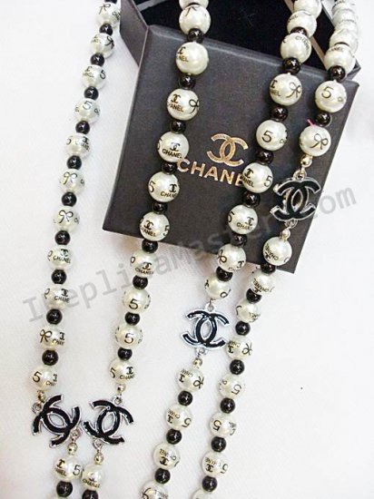 Chanel Real White / Black Necklace Réplica  Clique na imagem para fechar