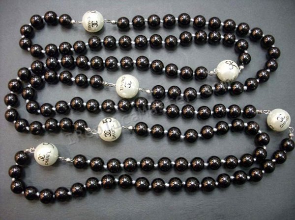 Chanel White / Black Pearl Necklace Replik