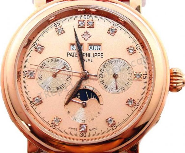 Patek Philippe Watch Diamonds Calendrier perpétuel Réplique Montre