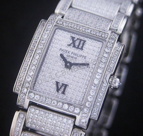 Patek Philippe 24 horas para mujer completa Diamante replicas re Reloj Suizo Réplica