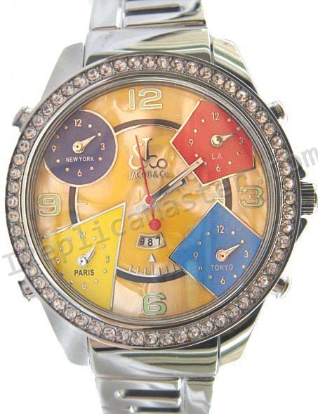 Jacob & Co Tamaño Zona Cinco Tiempo Completo, braclet acero repl Réplica Reloj - Haga click en la imagen para cerrar