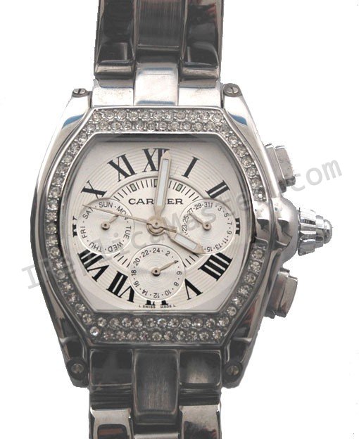 Cartier Roadster Kalender Diamonds Replik Uhr - zum Schließen ins Bild klicken