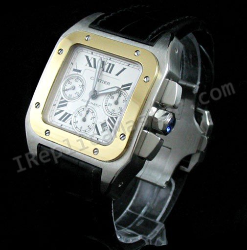 Cartier Santos 100 Chronograph Schweizer Replik Uhr - zum Schließen ins Bild klicken
