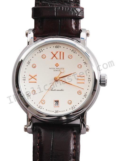 Patek Philippe Fecha Diamantes Calatrava Réplica Reloj - Haga click en la imagen para cerrar