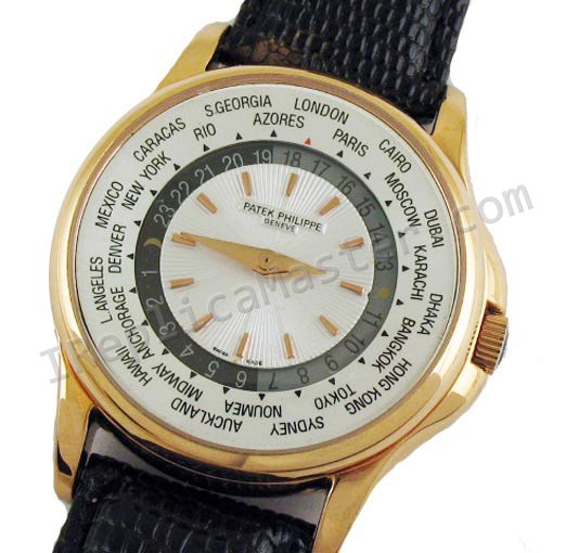 Patek Philippe Tiempo hombres Mundial Réplica Reloj - Haga click en la imagen para cerrar